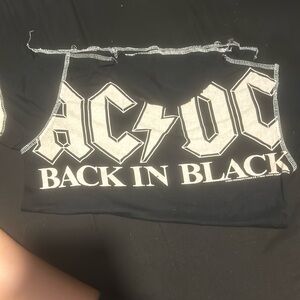 Old AC/DC short had been worn neck has been cut to be off the shoulder